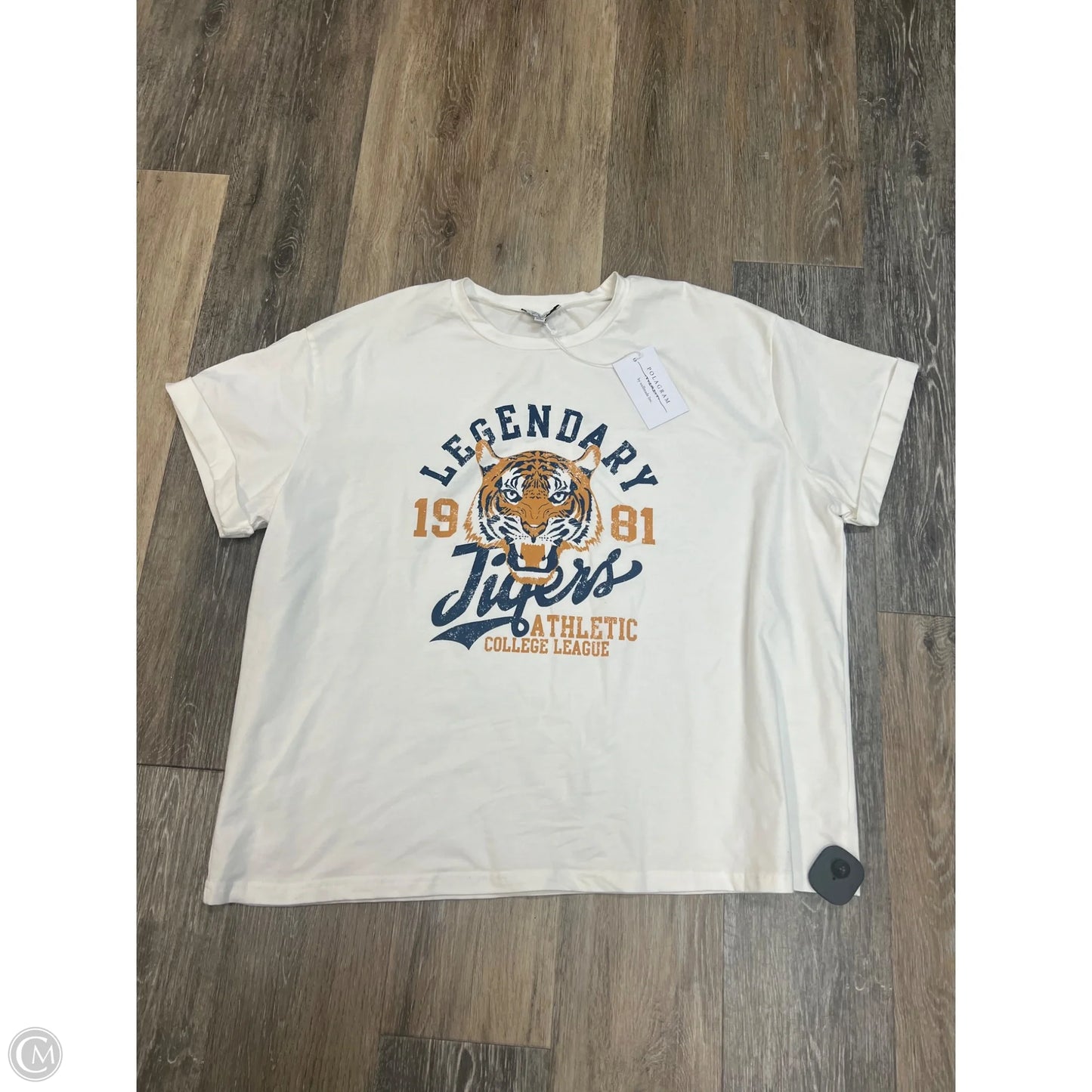 Top Short Sleeve By Polygram In White, Size: L