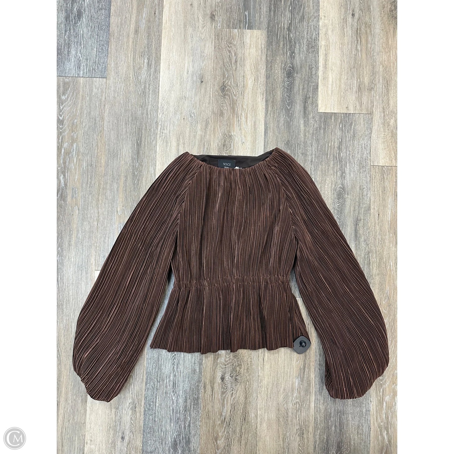 Blouse Long Sleeve By Vici In Brown, Size: S