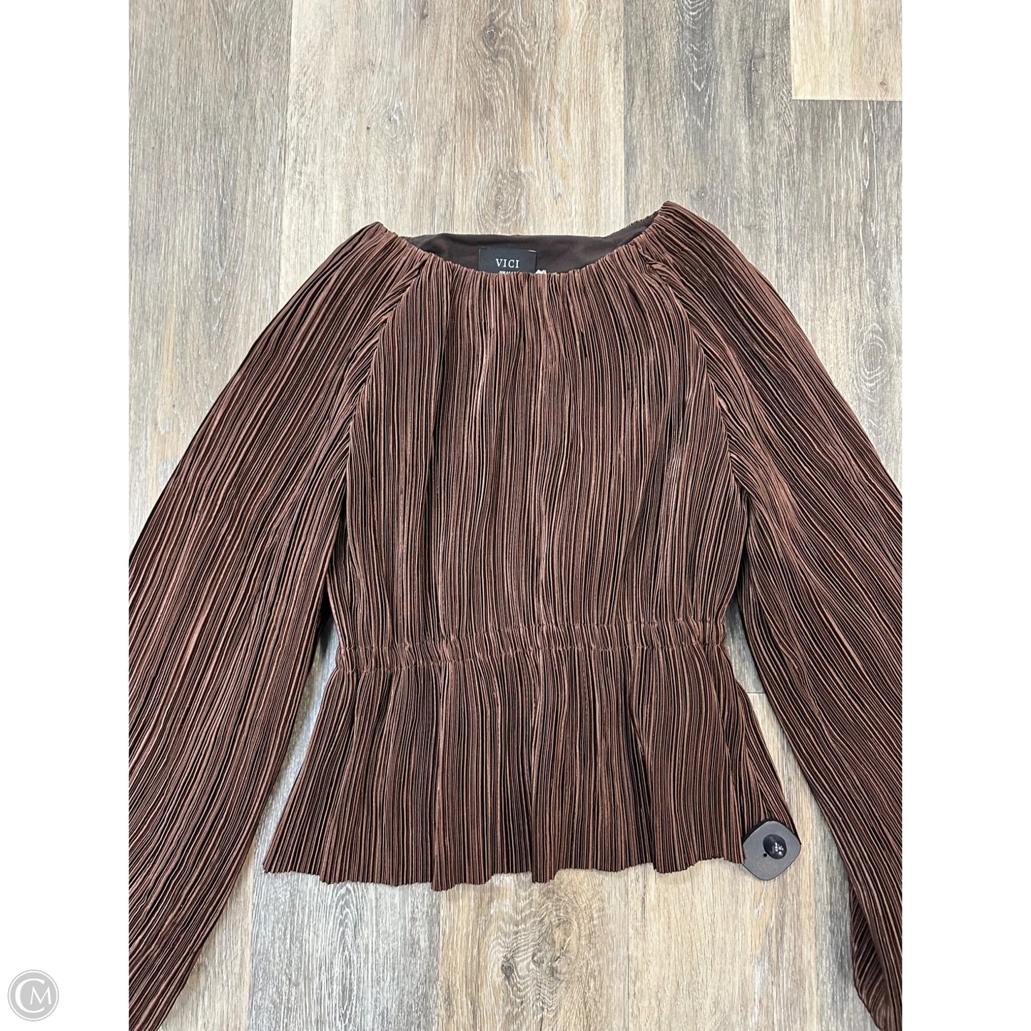 Blouse Long Sleeve By Vici In Brown, Size: S