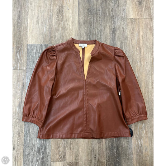 Blouse Long Sleeve By Evereve In Brown, Size: M