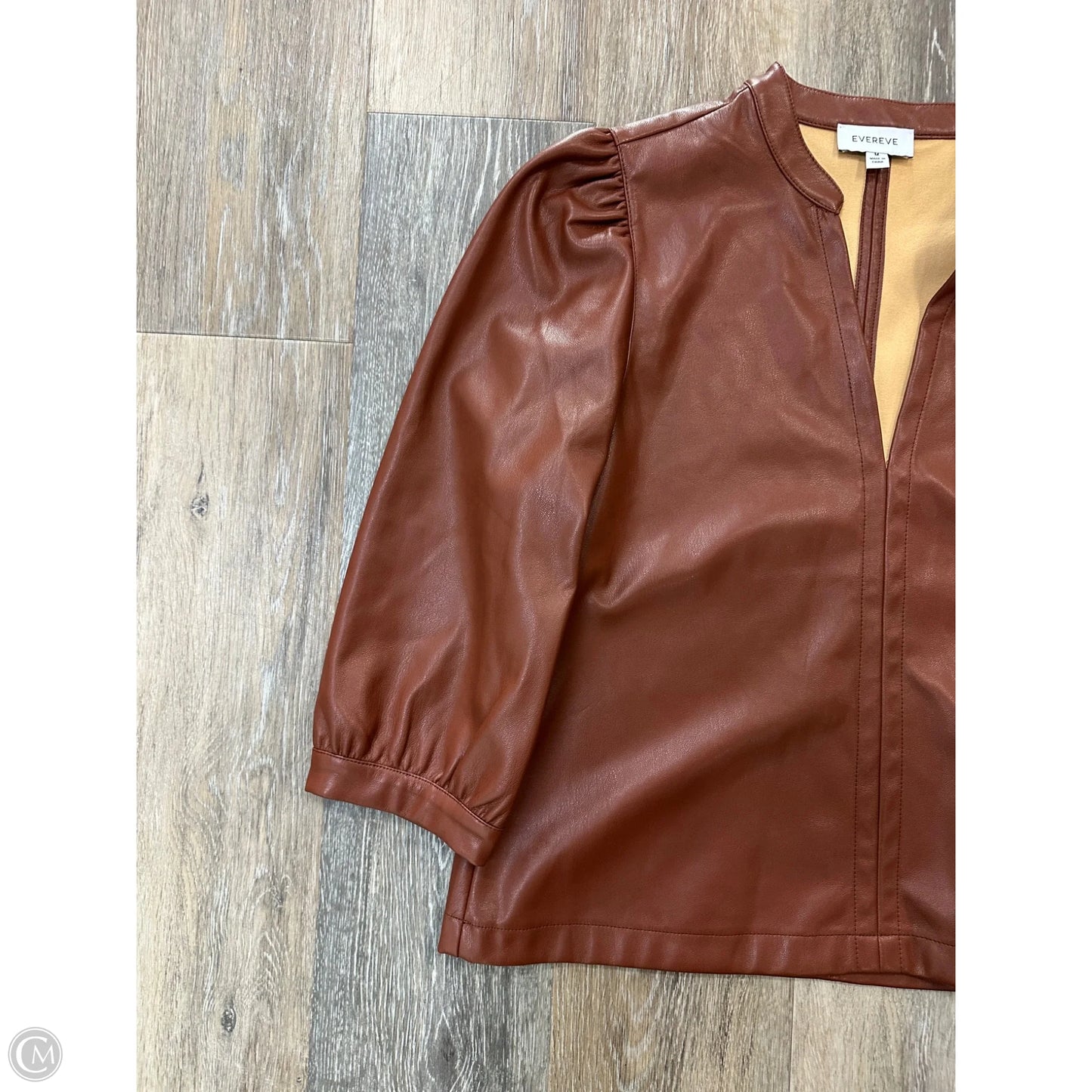 Blouse Long Sleeve By Evereve In Brown, Size: M