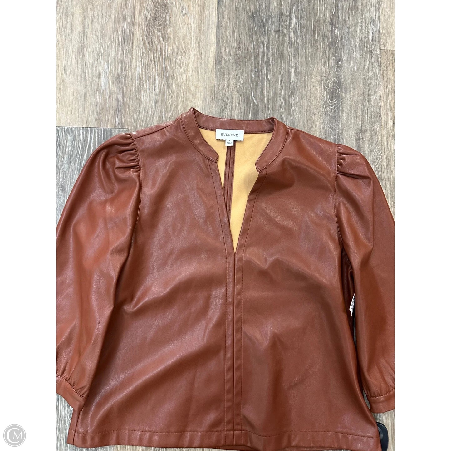 Blouse Long Sleeve By Evereve In Brown, Size: M