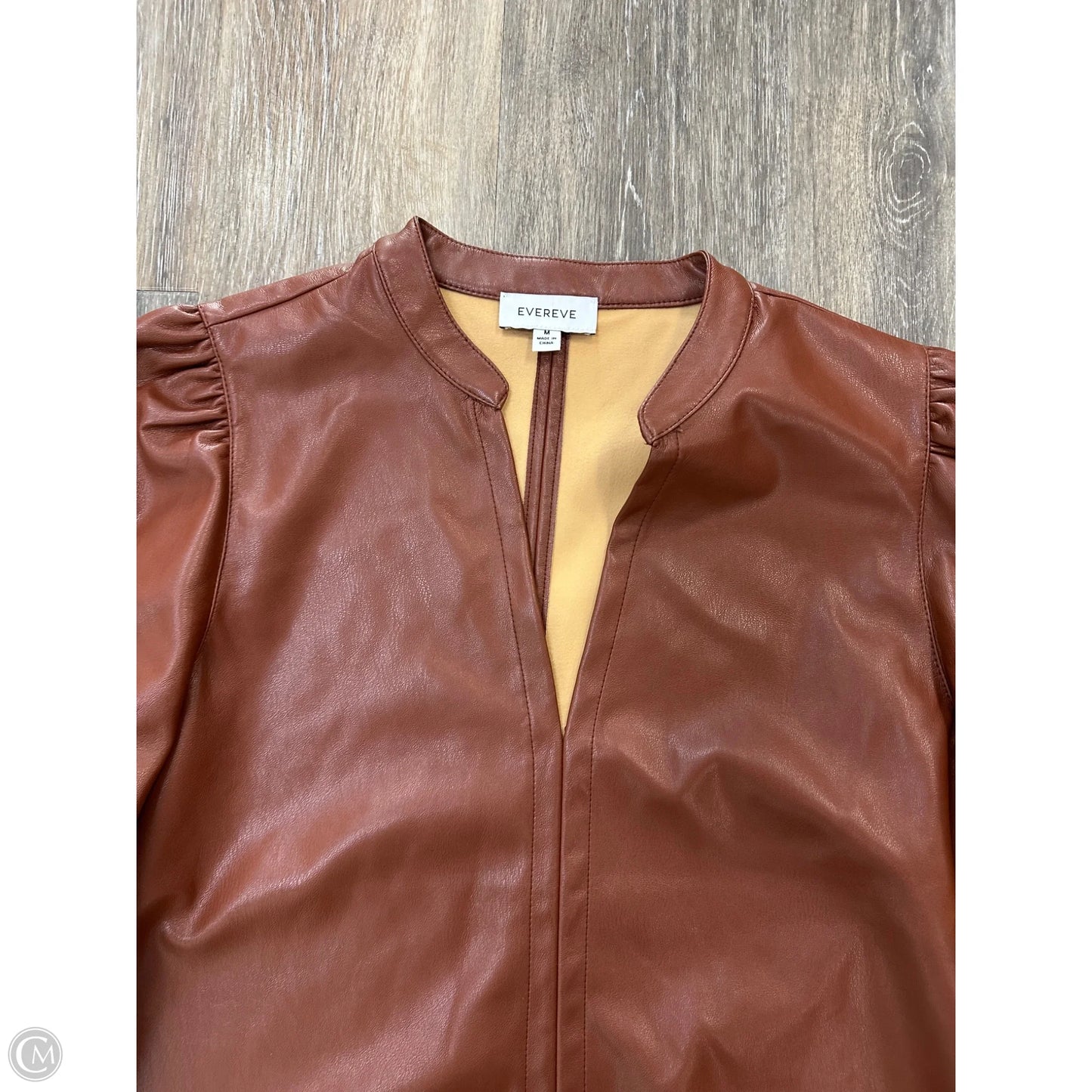 Blouse Long Sleeve By Evereve In Brown, Size: M