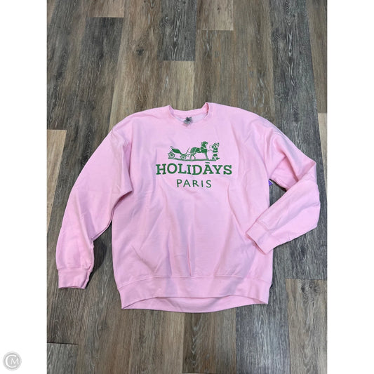 Sweatshirt Crewneck By Gildan In Pink, Size: L