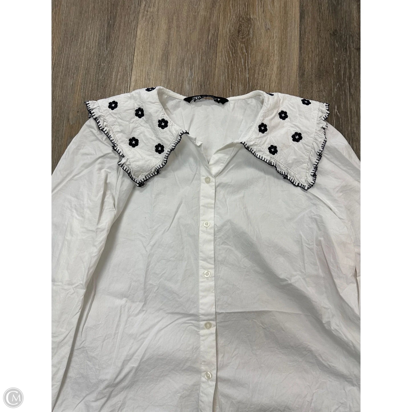 Blouse Long Sleeve By Zara In White, Size: S