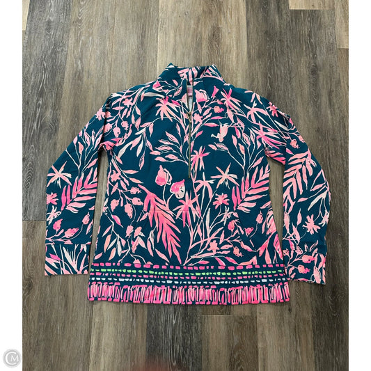 Top Long Sleeve Designer By Lilly Pulitzer In Green & Pink, Size: L