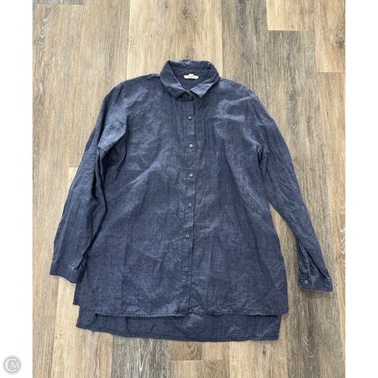 Blouse Long Sleeve By Eileen Fisher In Blue, Size: M