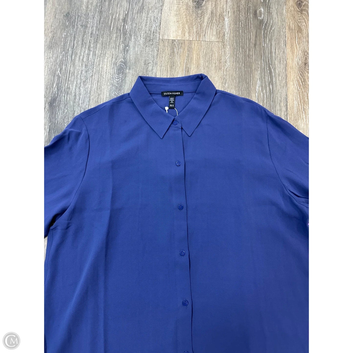 Blouse Long Sleeve By Eileen Fisher In Blue, Size: M