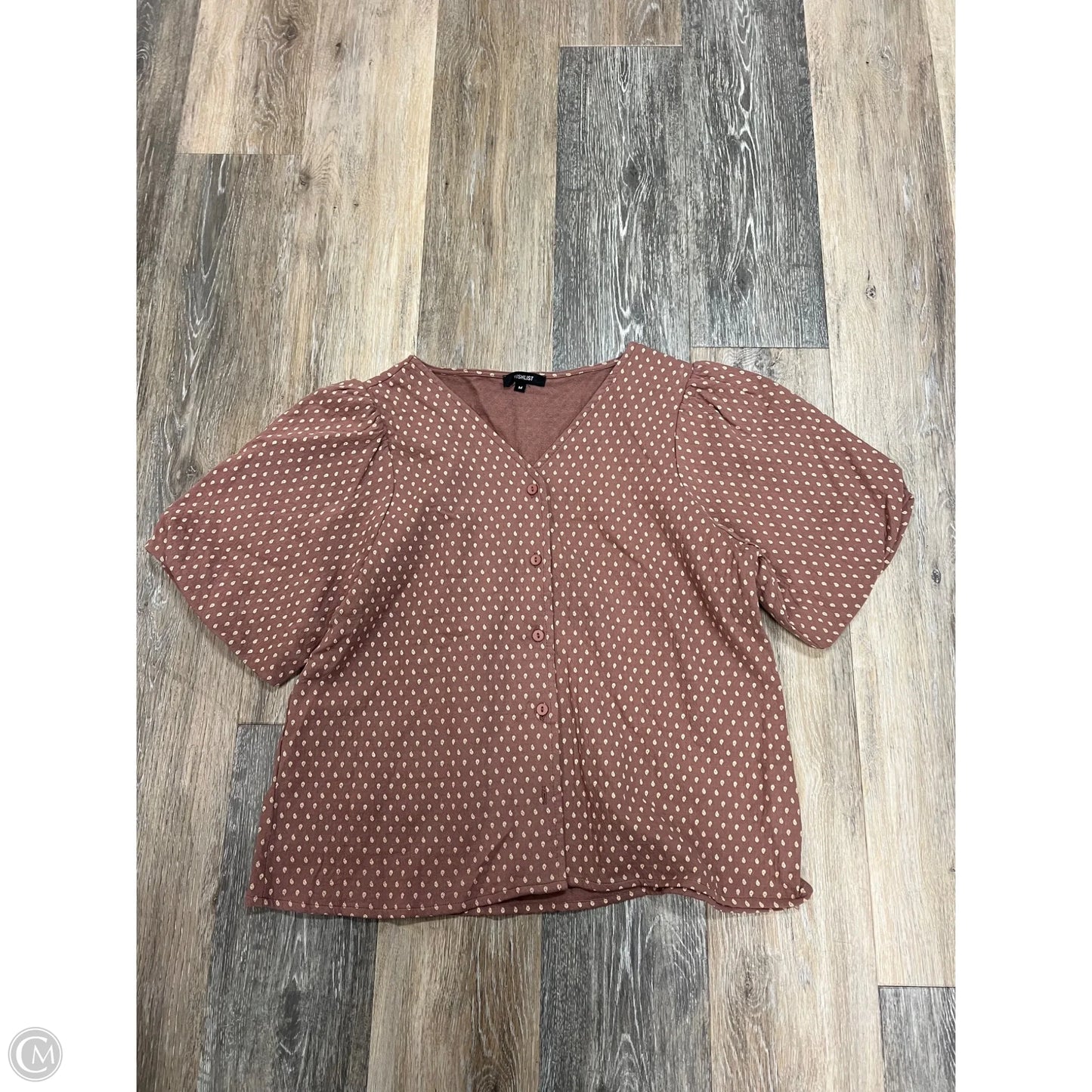 Blouse Short Sleeve By Wishlist In Brown, Size: M