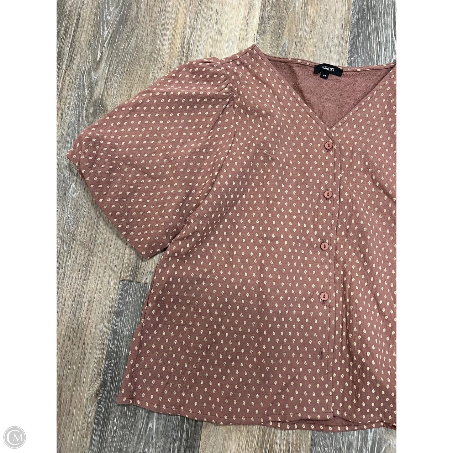 Blouse Short Sleeve By Wishlist In Brown, Size: M