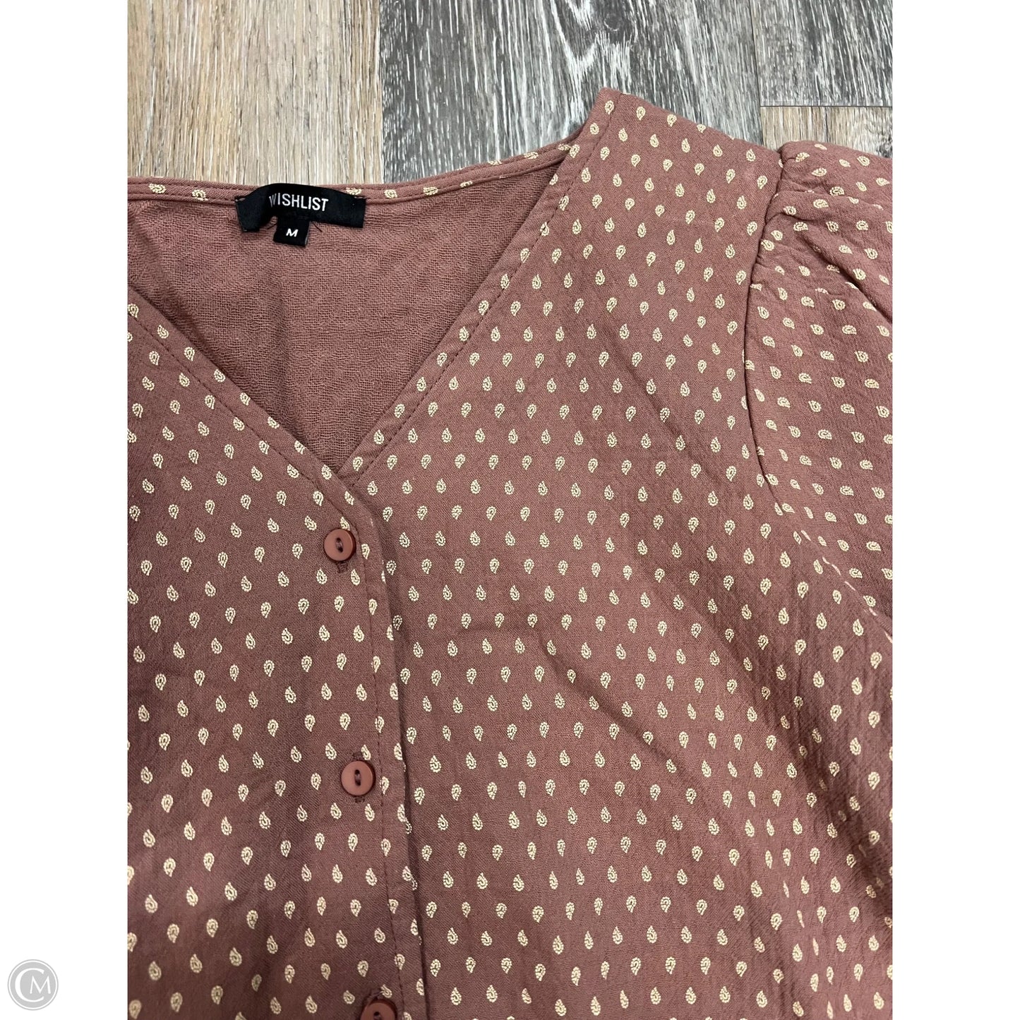 Blouse Short Sleeve By Wishlist In Brown, Size: M