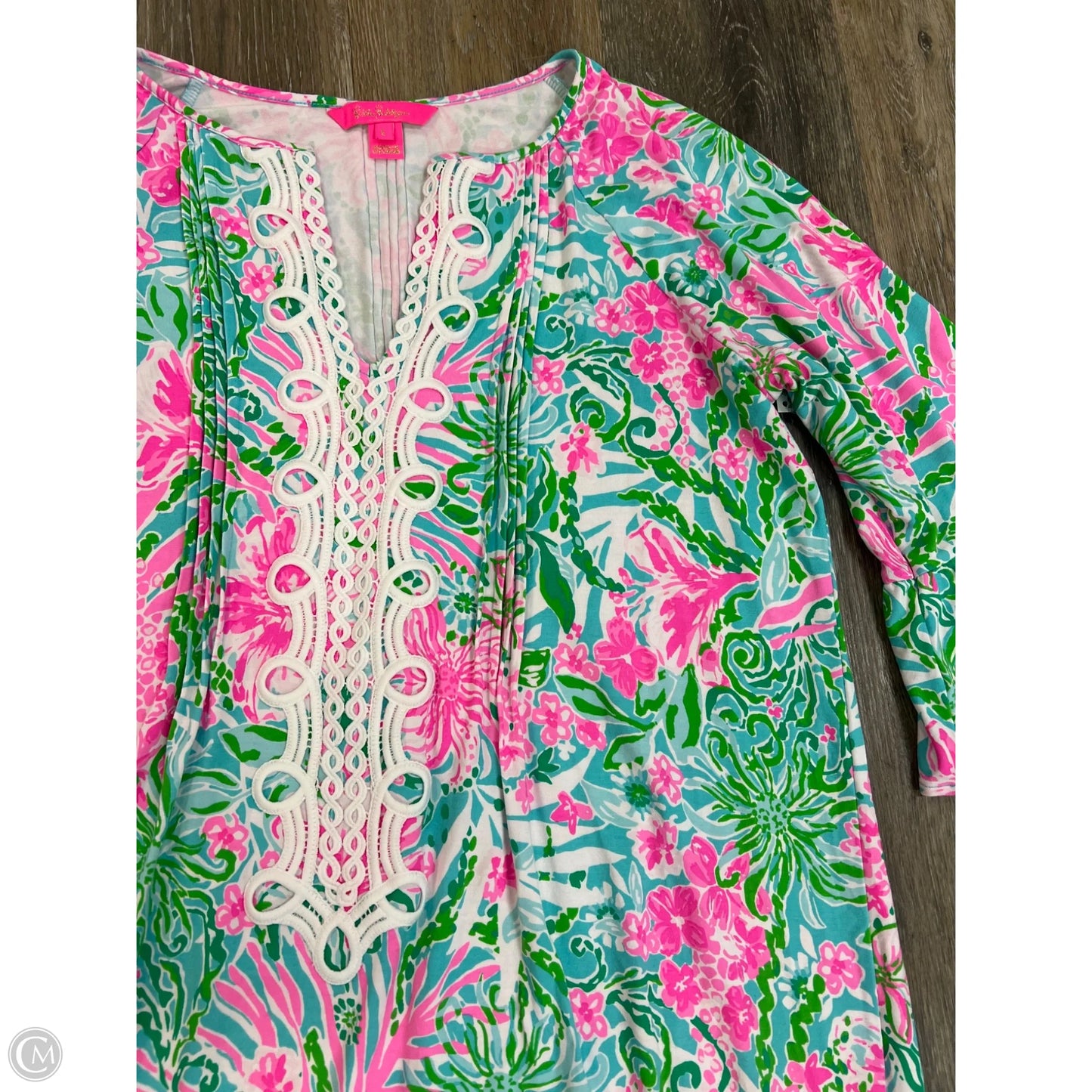 Dress Designer By Lilly Pulitzer In Green & Pink, Size: L