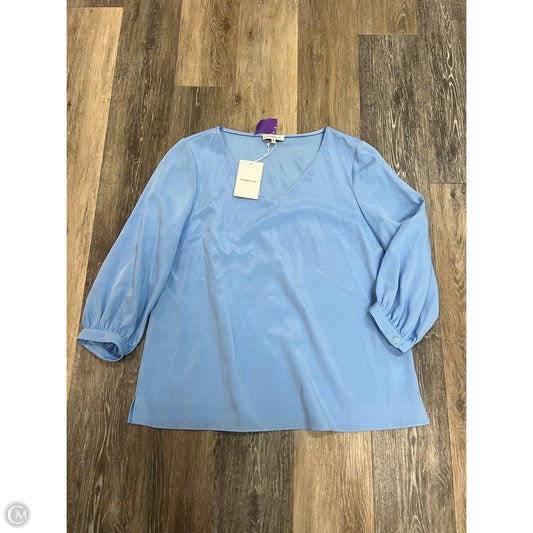 Blouse Designer By Lafayette 148 In Blue, Size: L