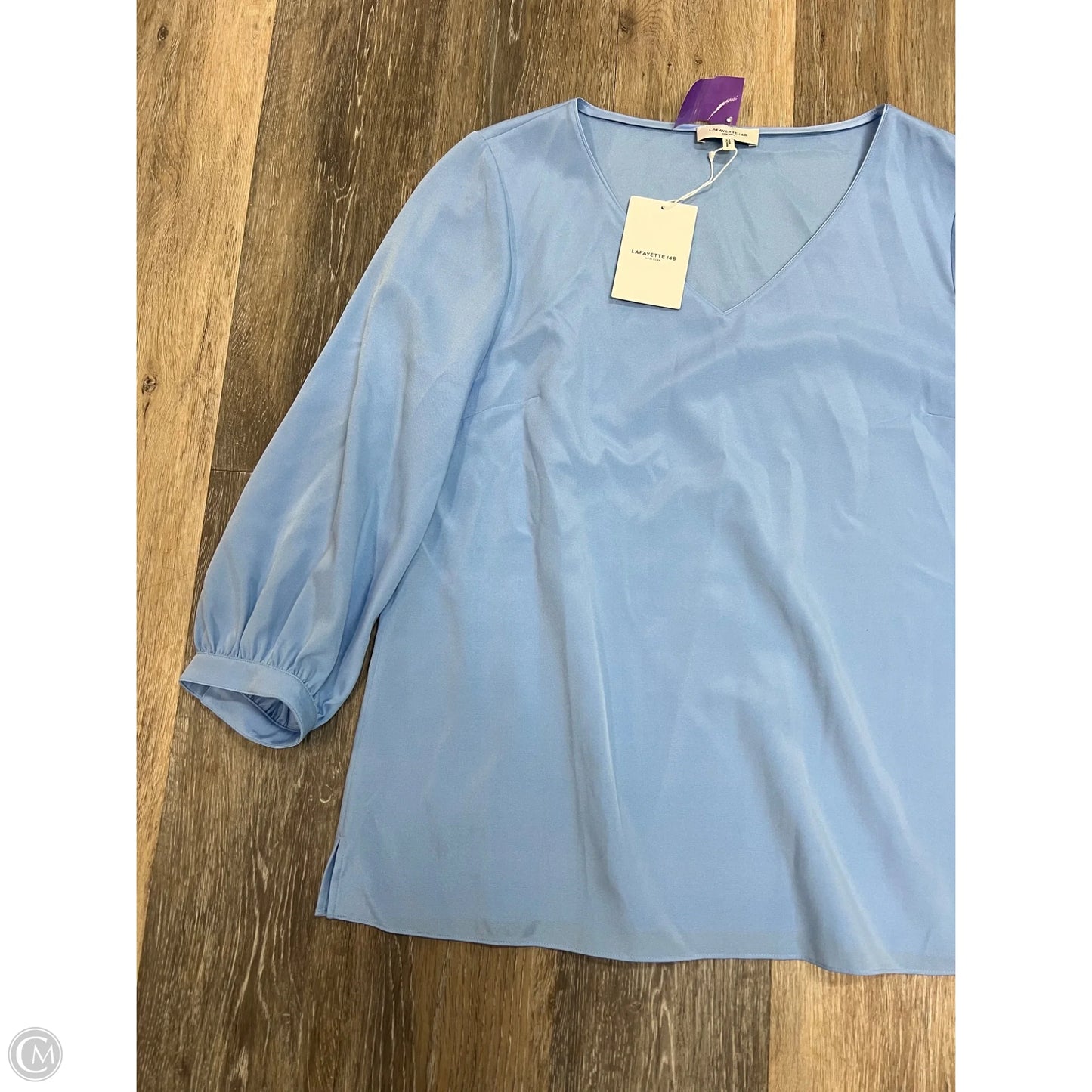 Blouse Designer By Lafayette 148 In Blue, Size: L