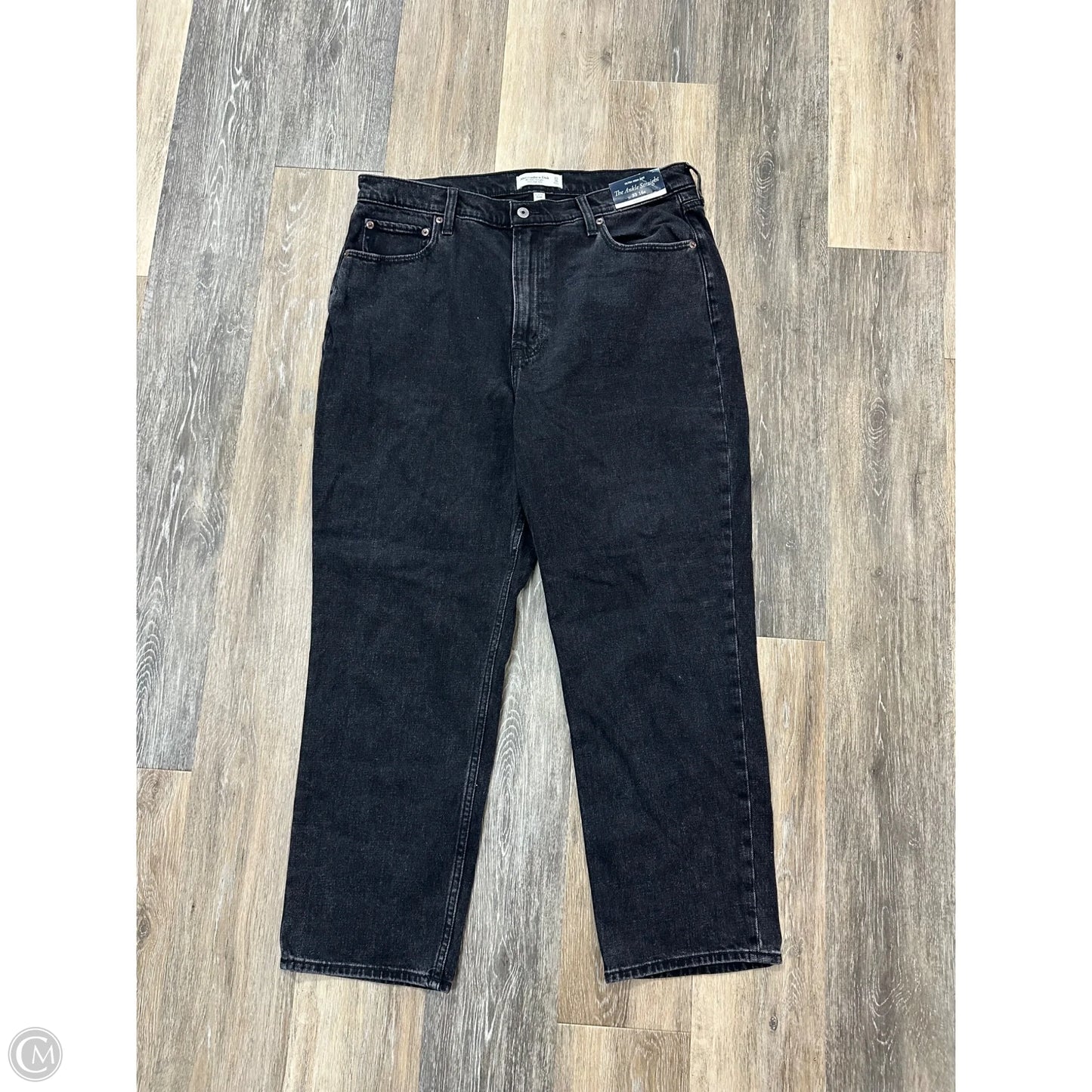 Jeans Straight By Abercrombie And Fitch In Black Denim, Size: 16