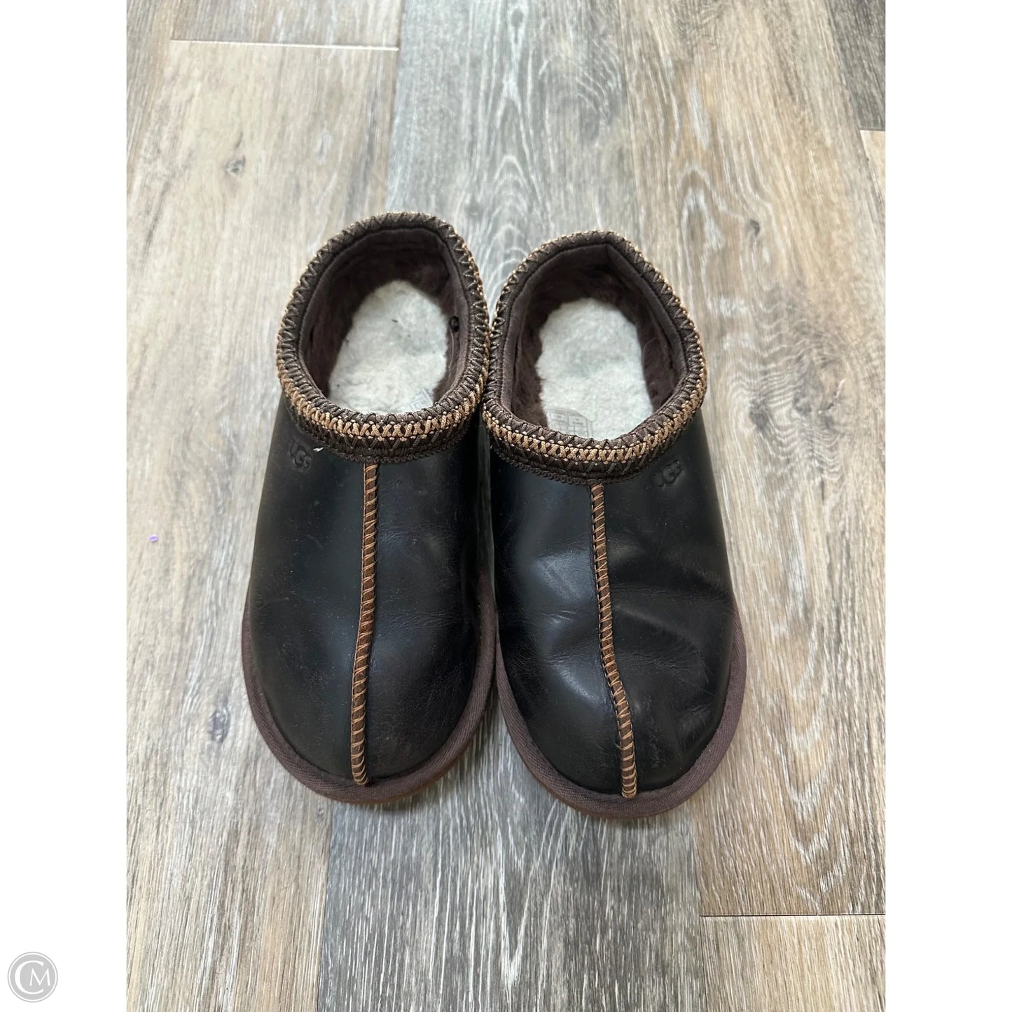 Slippers Designer By Ugg In Brown, Size: 7