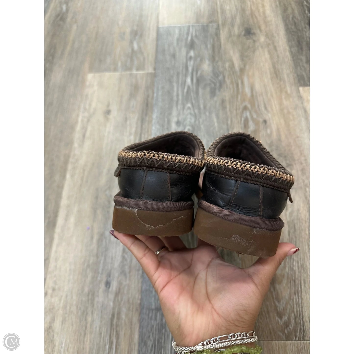 Slippers Designer By Ugg In Brown, Size: 7