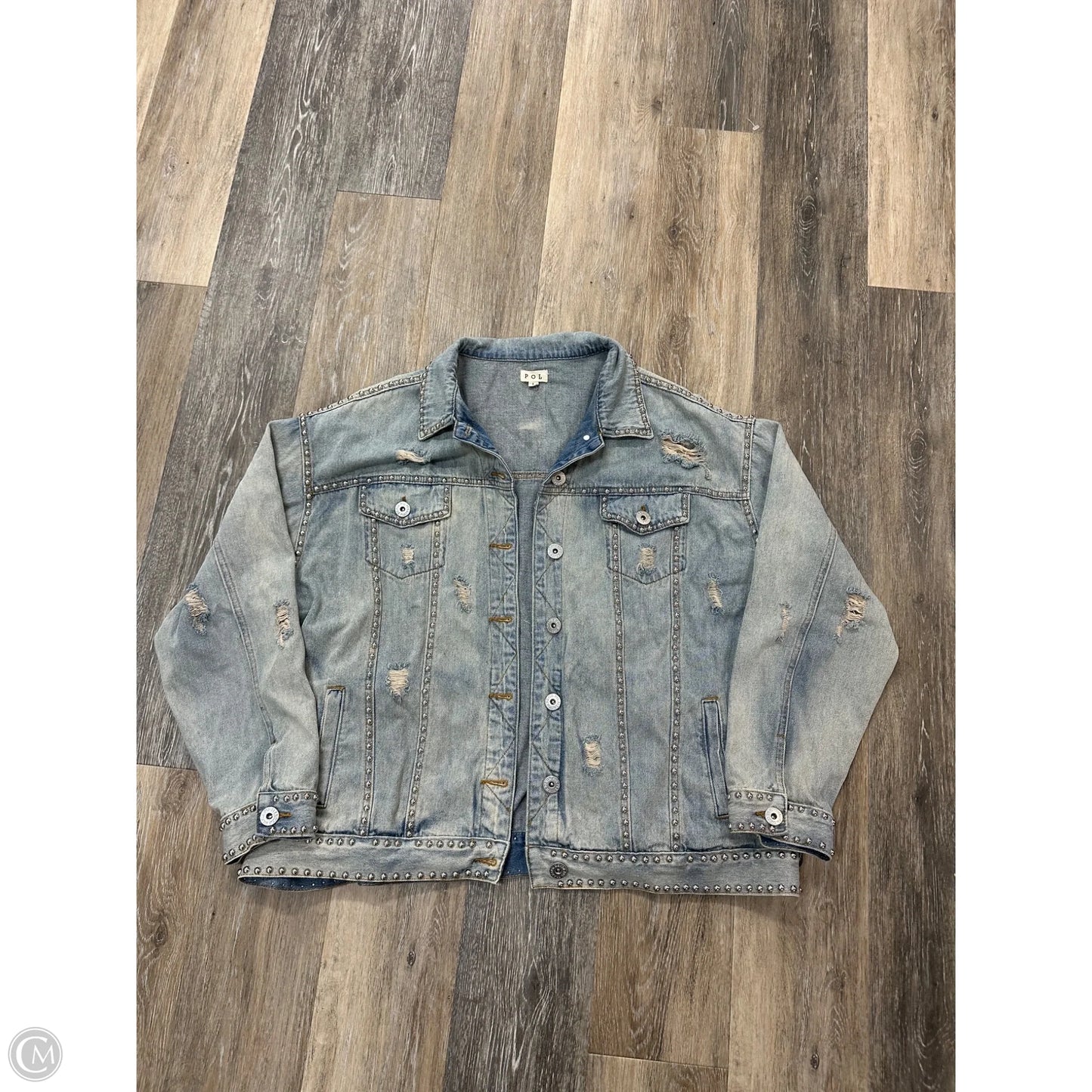 Jacket Denim By Pol In Blue Denim, Size: L