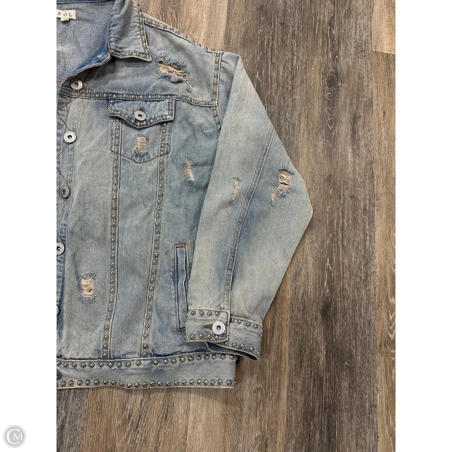 Jacket Denim By Pol In Blue Denim, Size: L