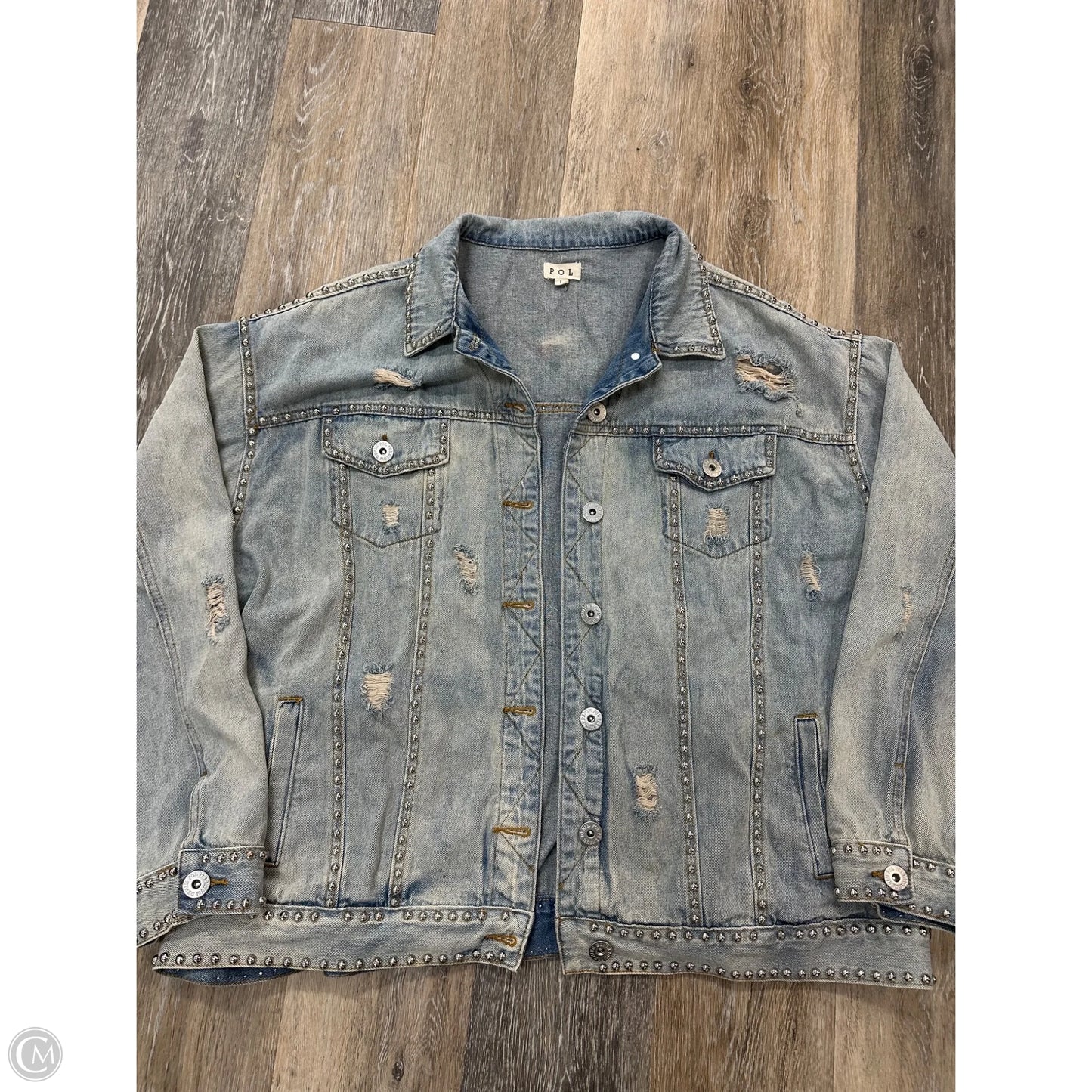Jacket Denim By Pol In Blue Denim, Size: L