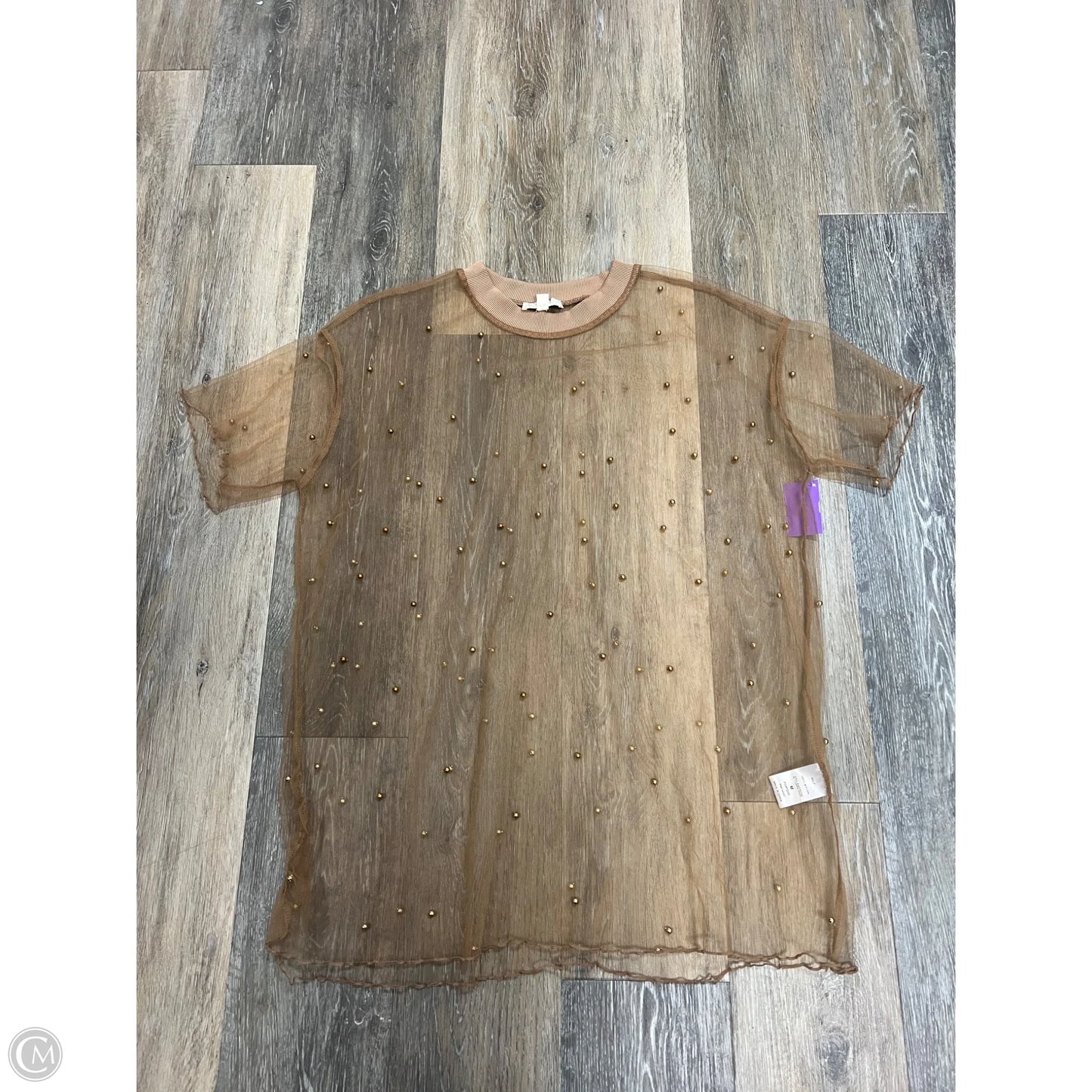 Top Short Sleeve By Endless Blu In Brown, Size: M