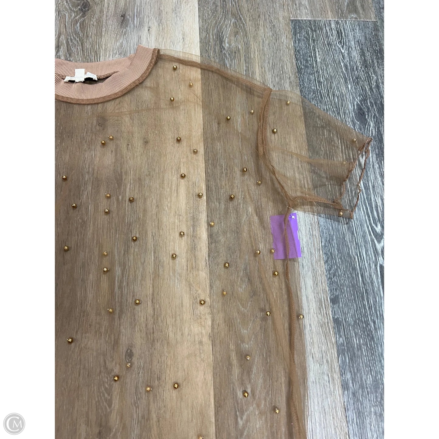 Top Short Sleeve By Endless Blu In Brown, Size: M