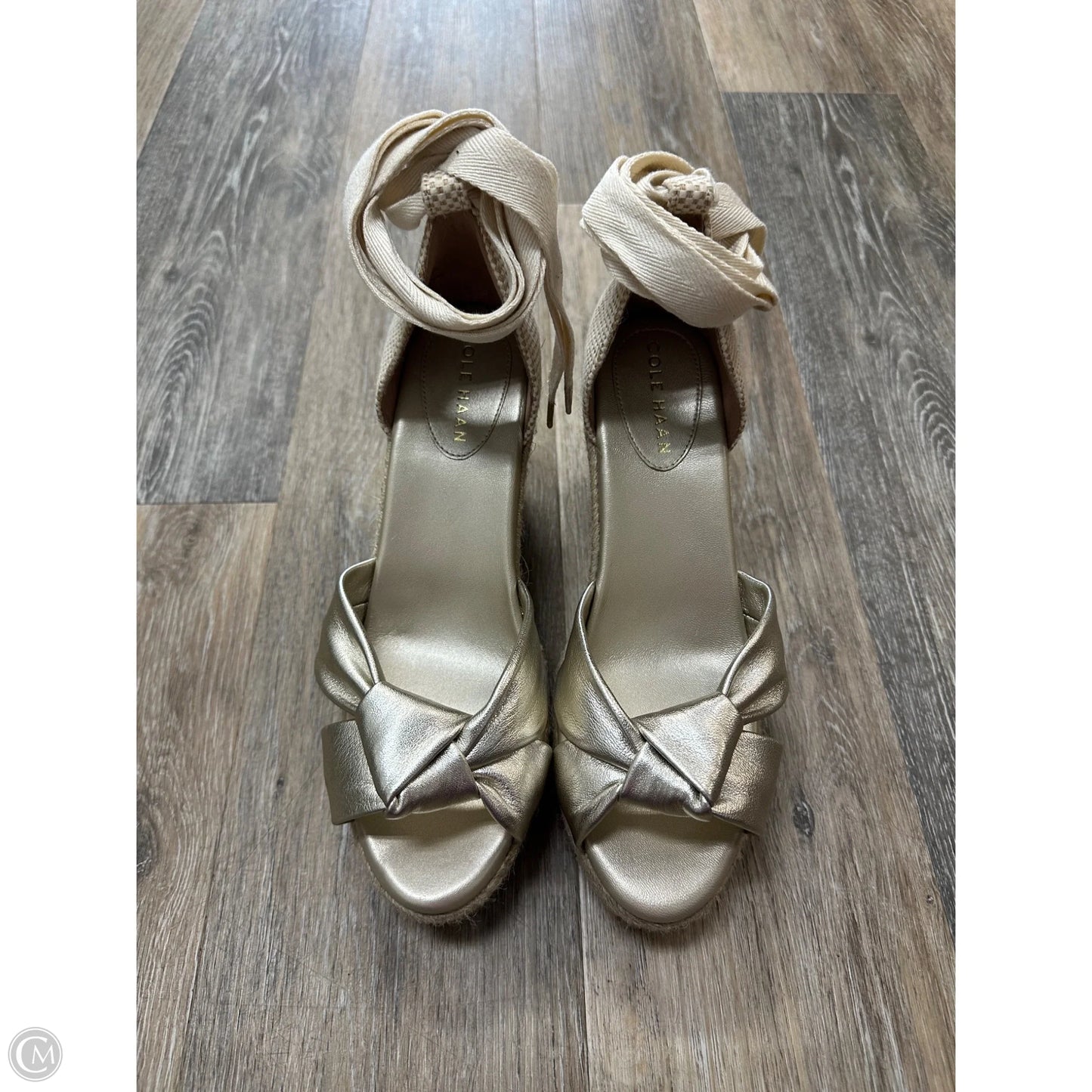 Sandals Heels Wedge By Cole-haan In Gold, Size: 9