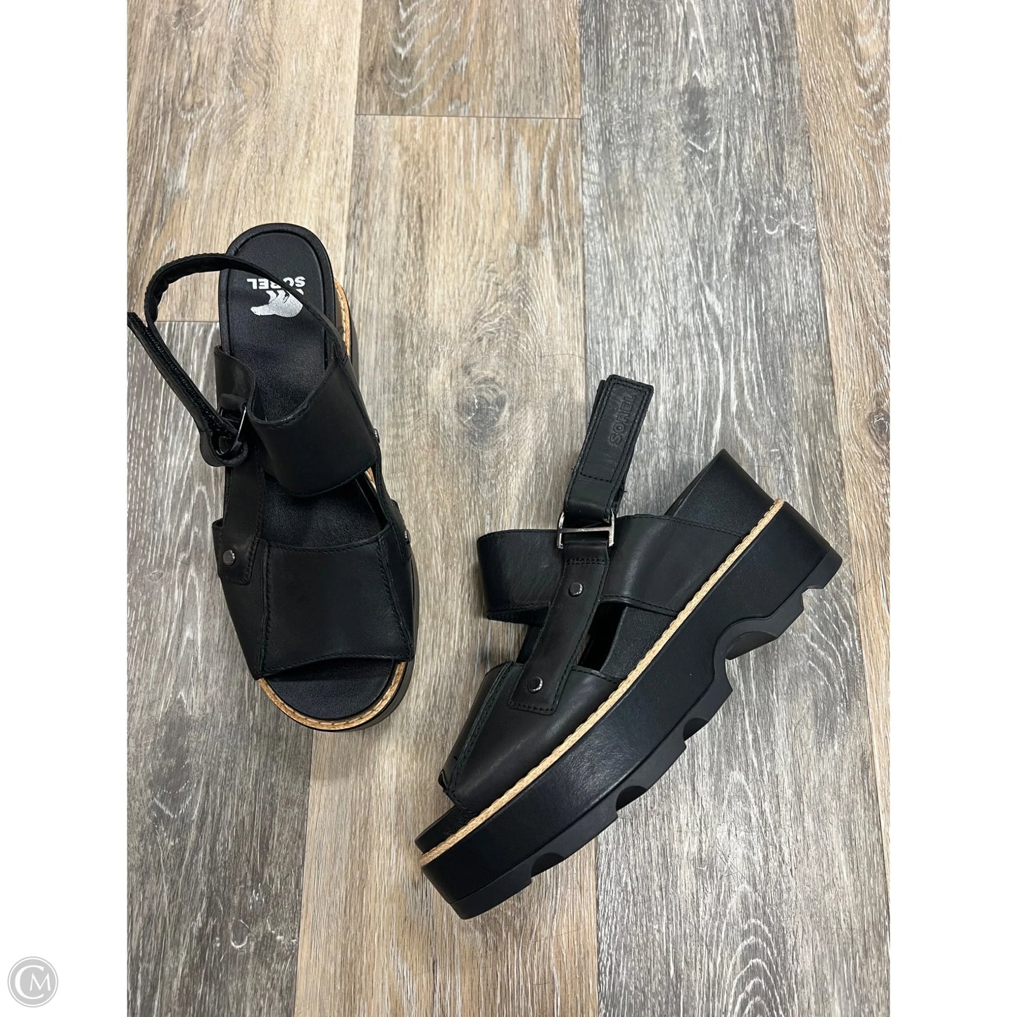 -Sandals Heels Platform By Sorel In Black, Size: 9