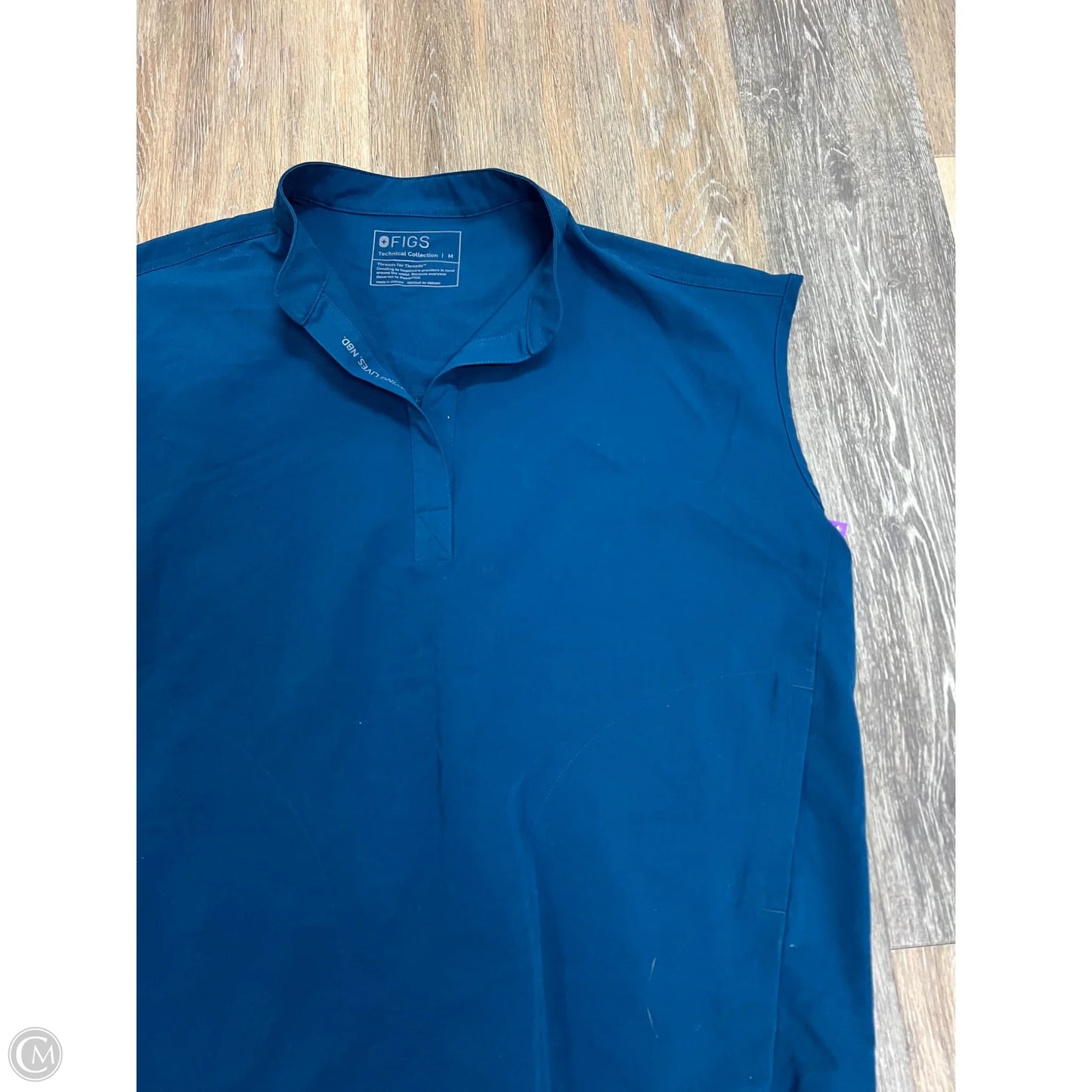 Scrub Top Short Sleeve By Figs In Blue, Size: M