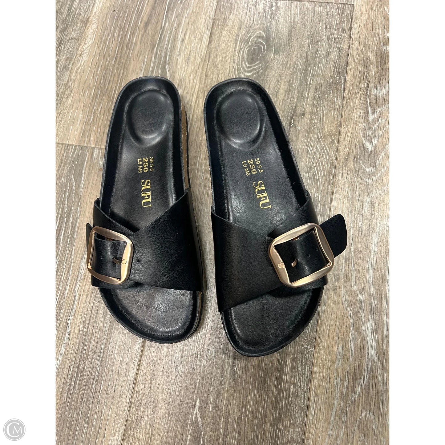 Sandals Flats By Clothes Mentor In Black, Size: 8
