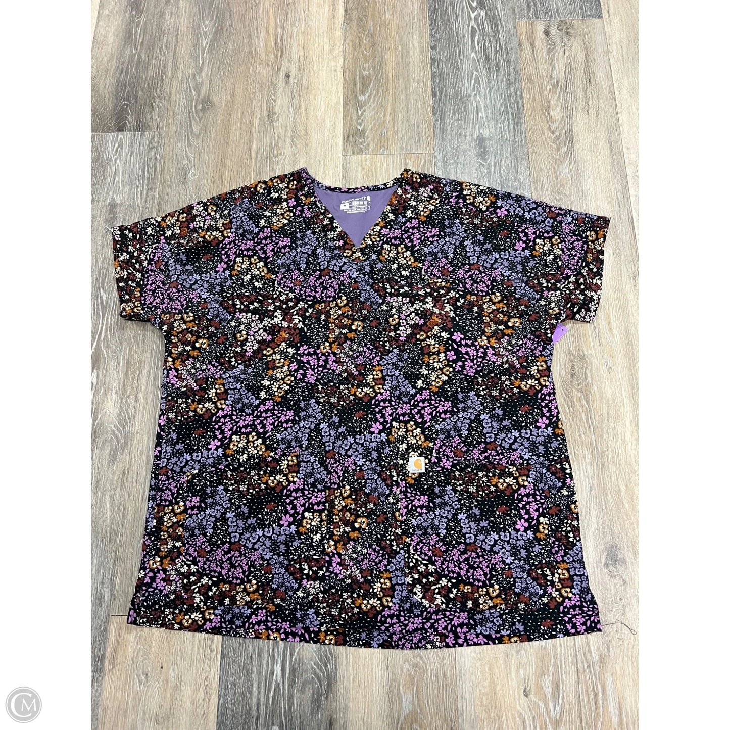 Scrub Top Short Sleeve By Carhartt In Purple, Size: M