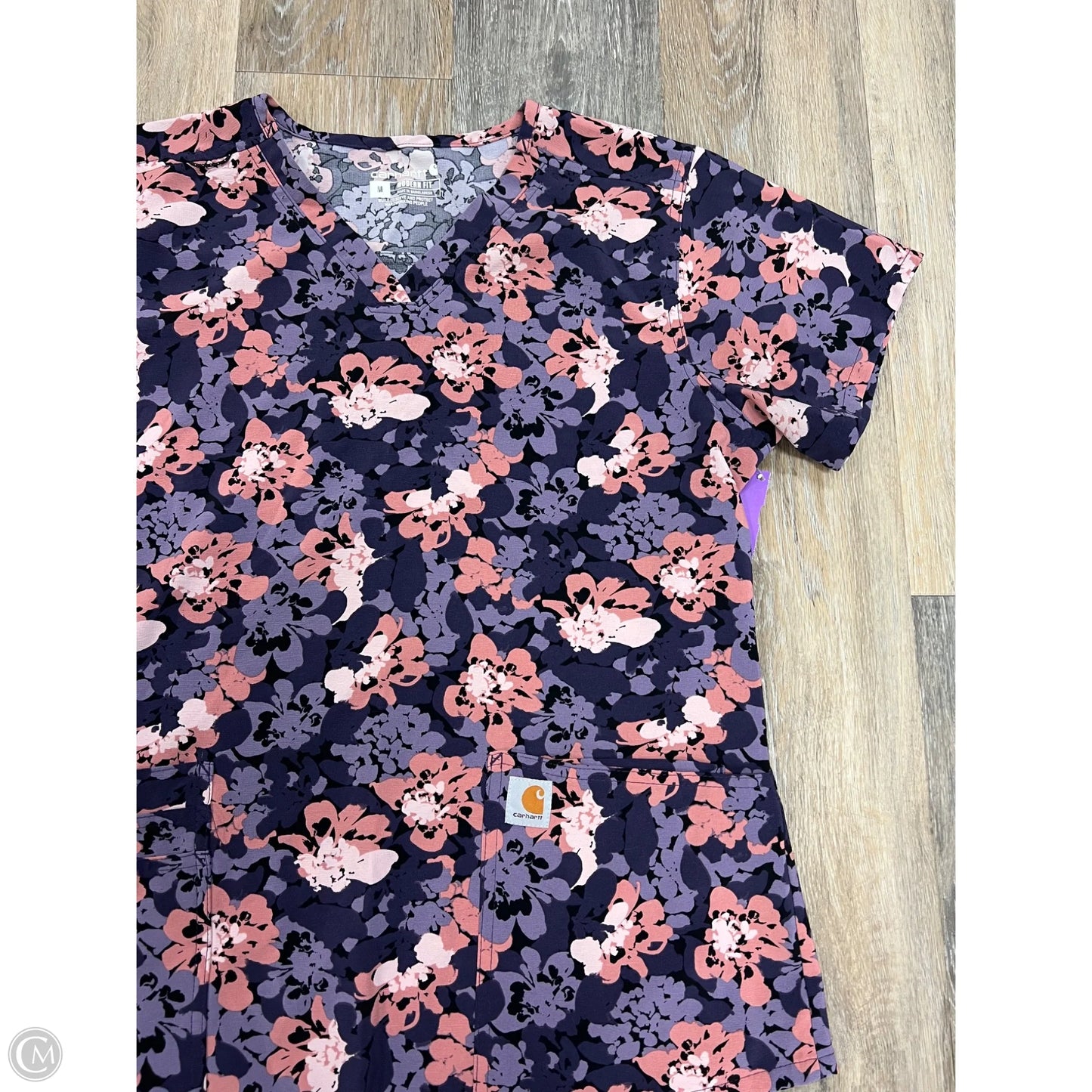 Scrub Top Short Sleeve By Carhartt In Purple, Size: M