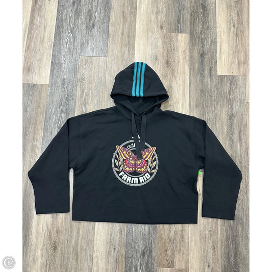 Athletic Sweatshirt Hoodie By Adidas In Black, Size: L