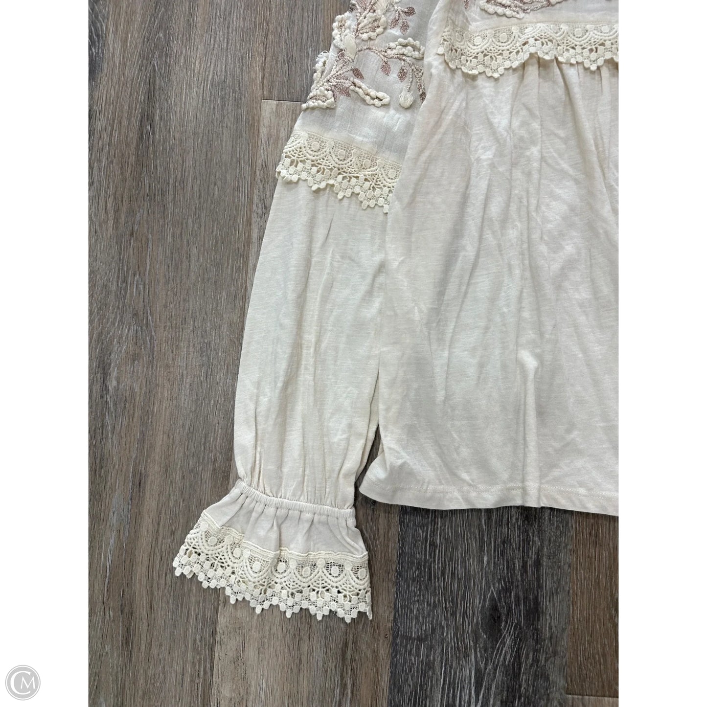 Blouse Long Sleeve By Anthropologie In Cream, Size: S