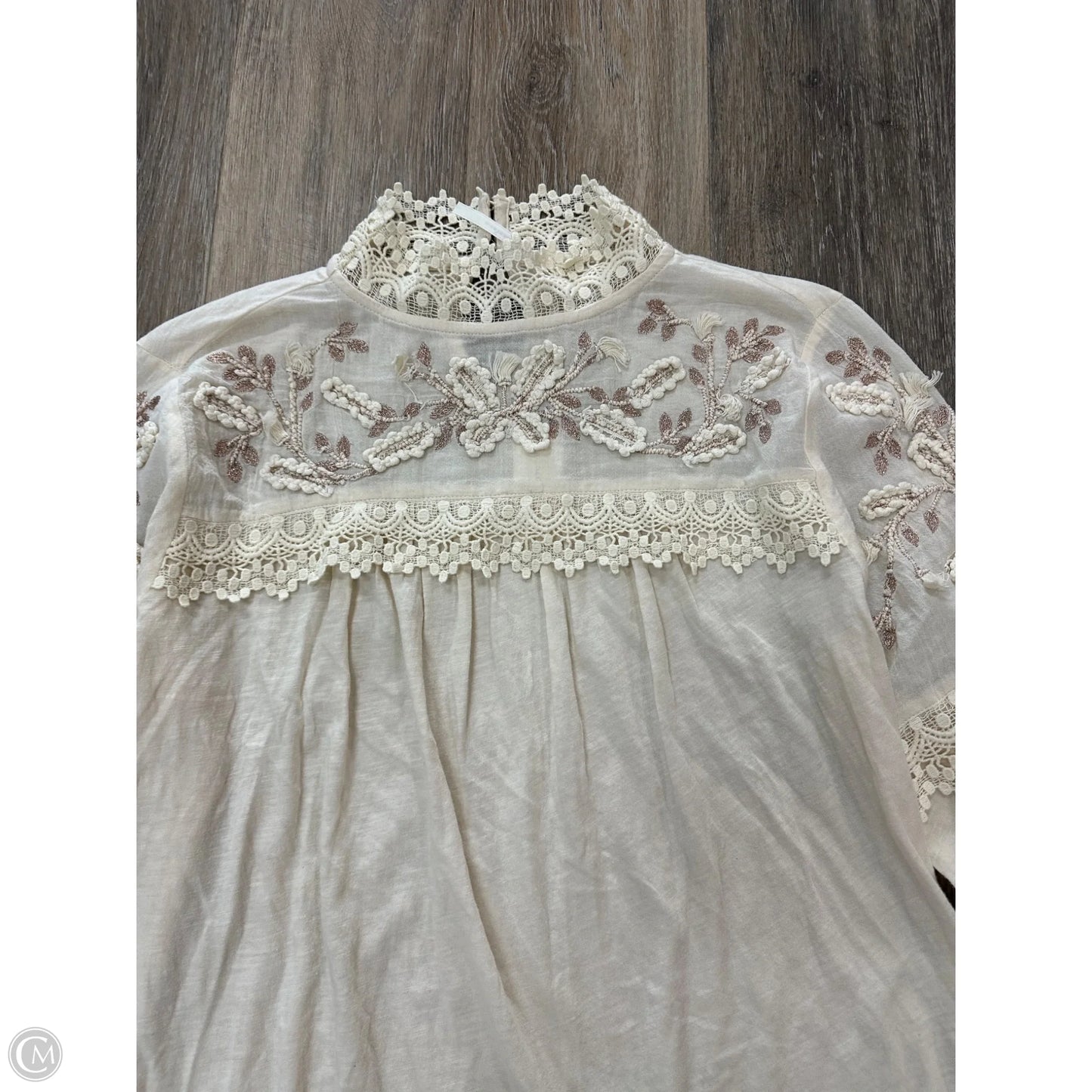 Blouse Long Sleeve By Anthropologie In Cream, Size: S