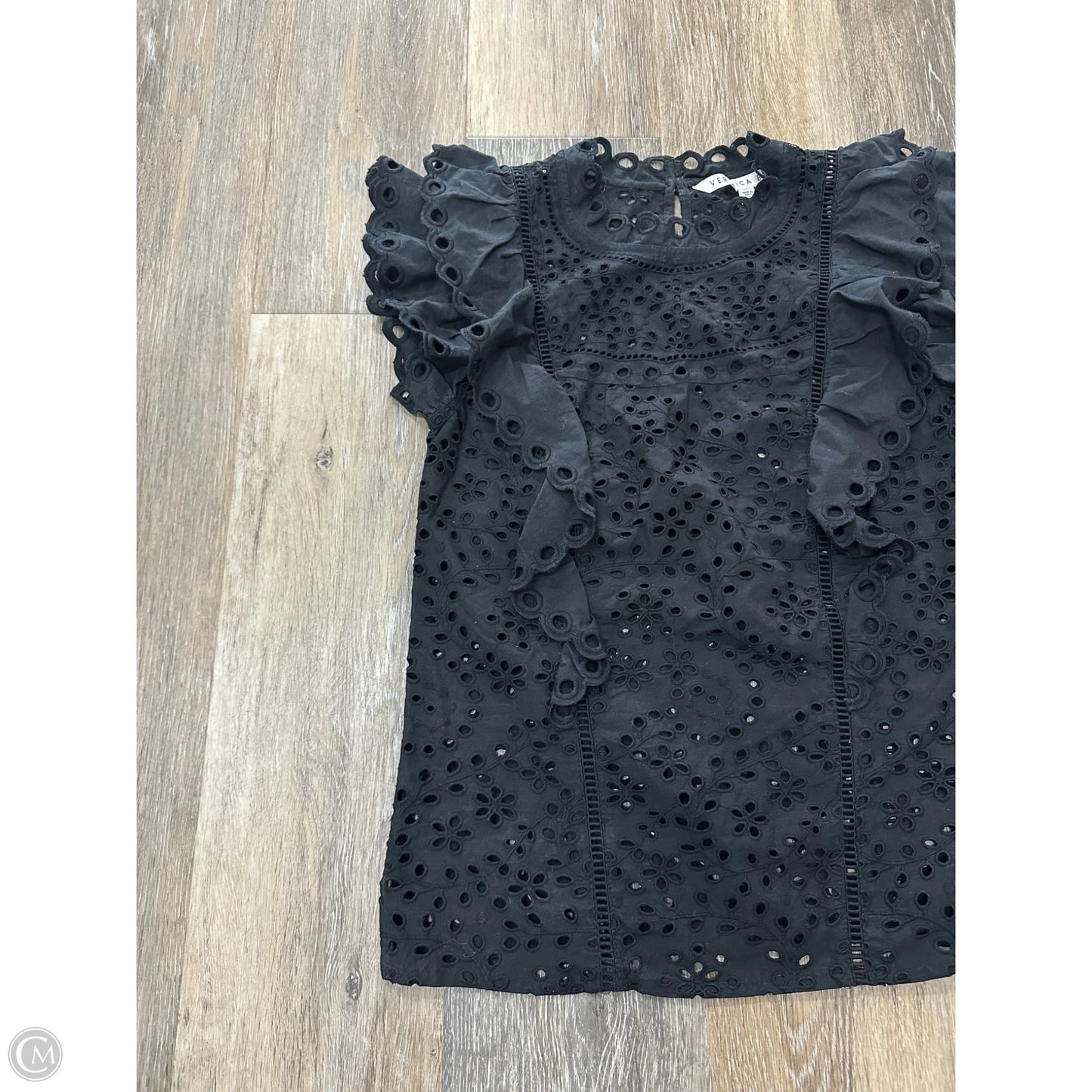 Blouse Short Sleeve By Veronica Beard In Black, Size: 0
