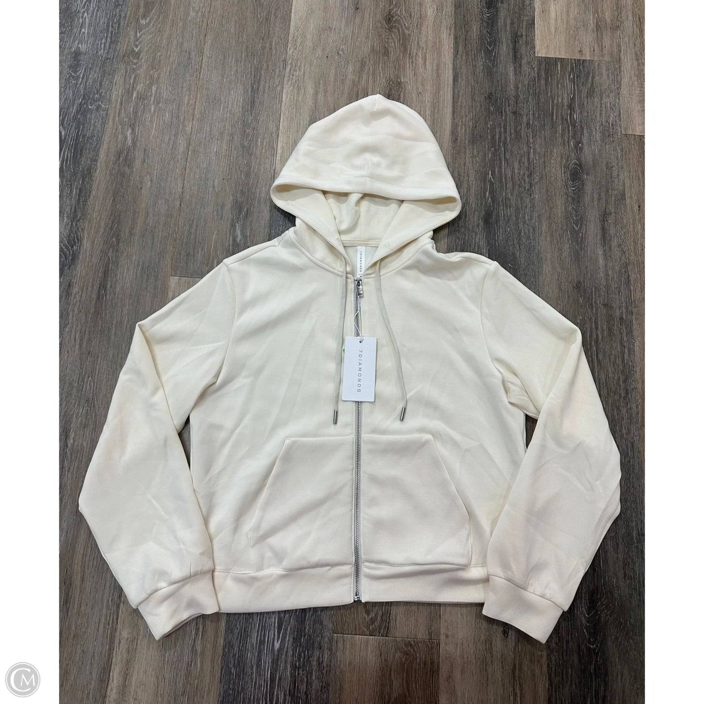 Athletic Sweatshirt Hoodie By 7 Diamonds In Cream, Size: M