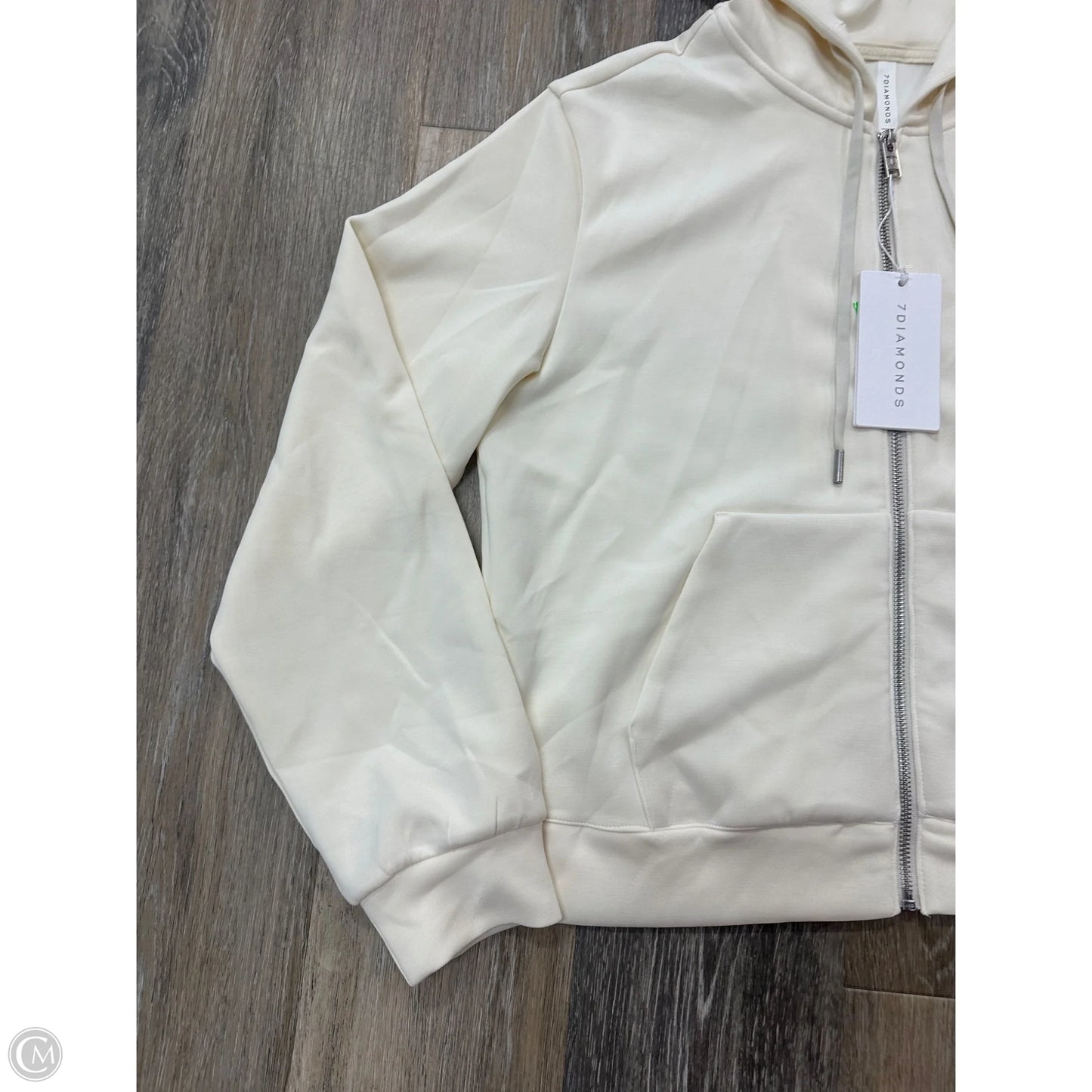 Athletic Sweatshirt Hoodie By 7 Diamonds In Cream, Size: M