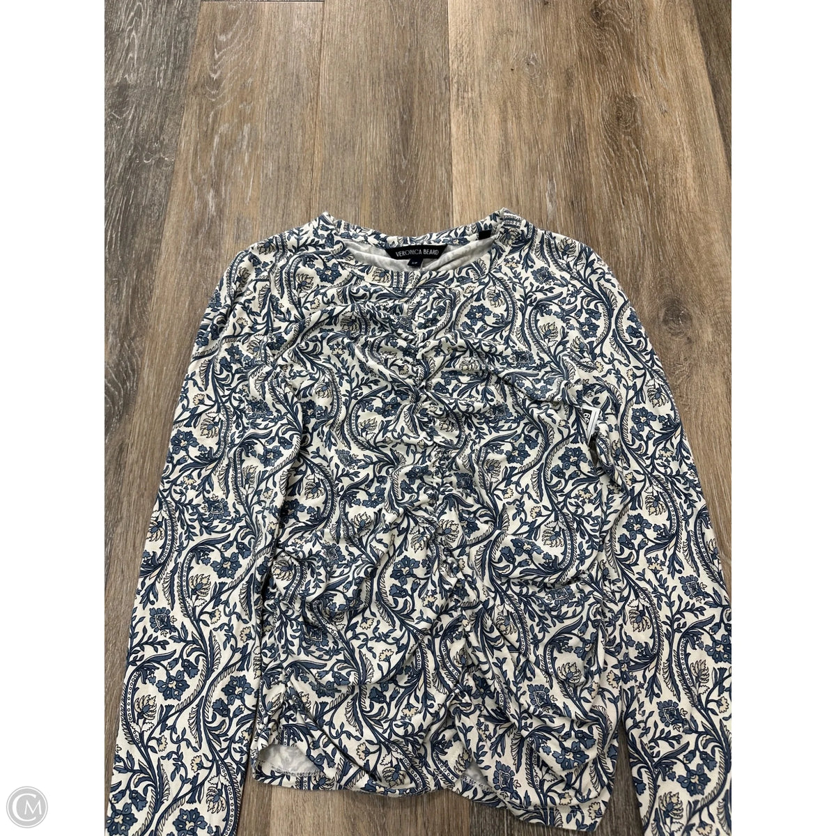 Top Long Sleeve By Veronica Beard In Blue & White, Size: S