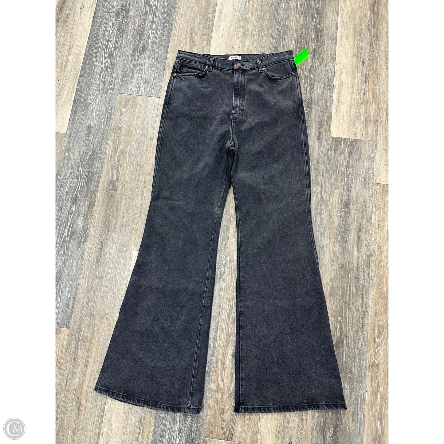 Jeans Wide Leg By Wrangler In Black Denim, Size: 14
