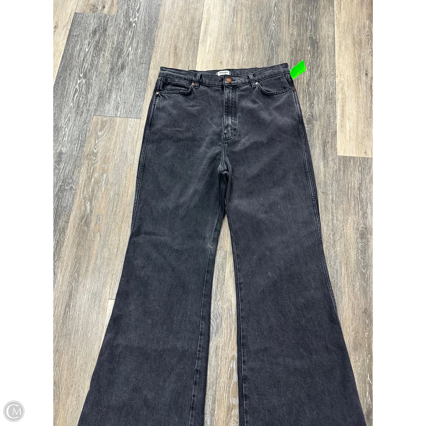Jeans Wide Leg By Wrangler In Black Denim, Size: 14
