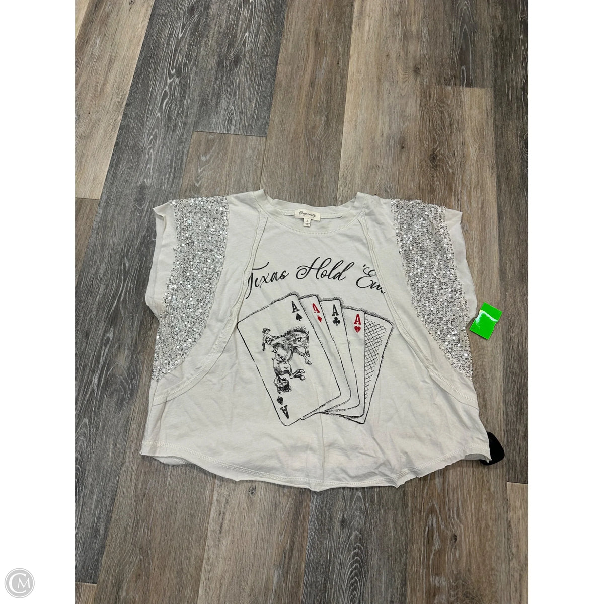 Top Short Sleeve By Originality In Tan, Size: S