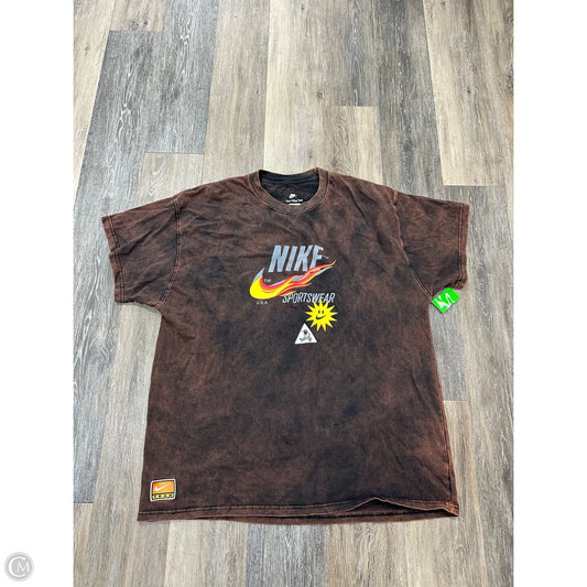 Athletic Top Short Sleeve By Nike Apparel In Brown, Size: Xl