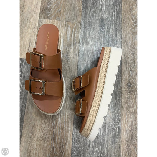 Sandals Heels Platform By Madden Girl In Brown, Size: 9