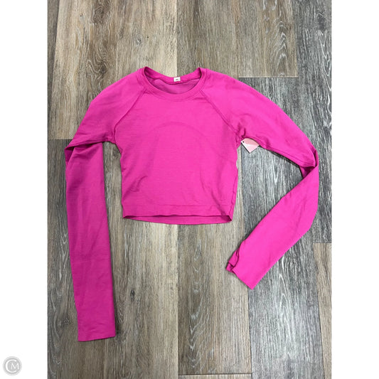 -Athletic Top Long Sleeve Crewneck By Lululemon In Pink, Size: 2