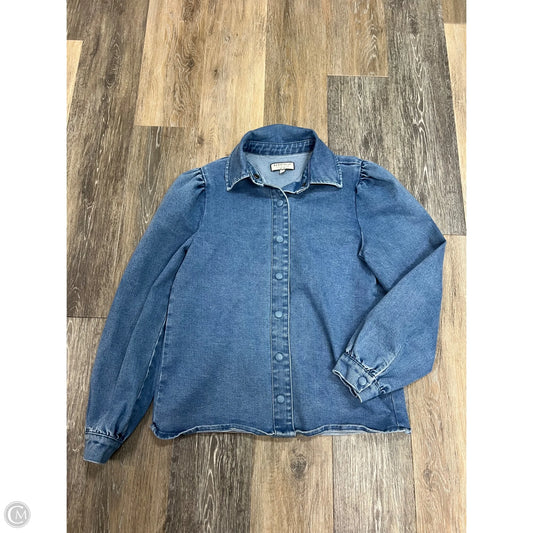 Blouse Long Sleeve By Bagatelle In Blue Denim, Size: S