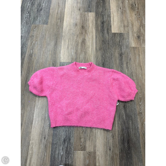 Sweater Short Sleeve By Zara In Pink, Size: S