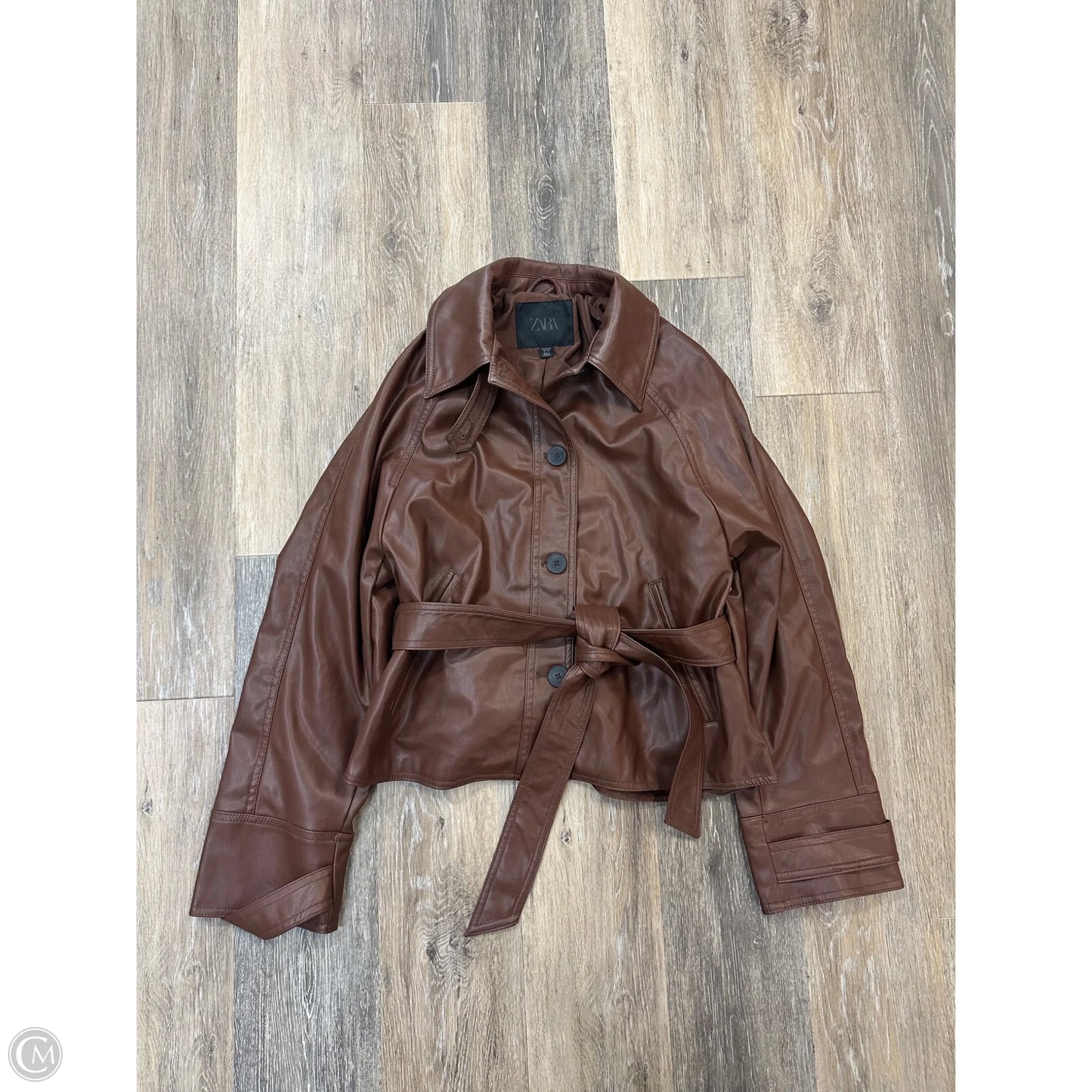 Jacket Moto By Zara In Brown, Size: S