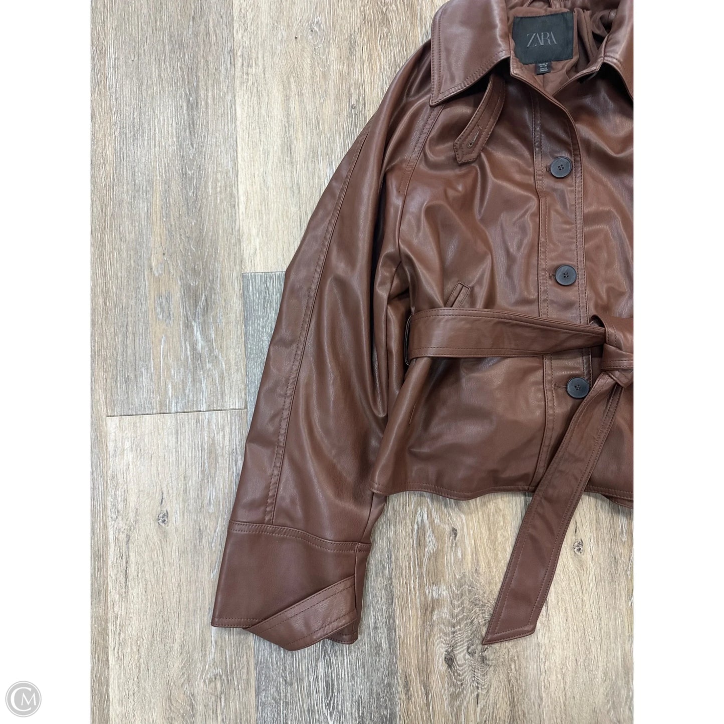 Jacket Moto By Zara In Brown, Size: S