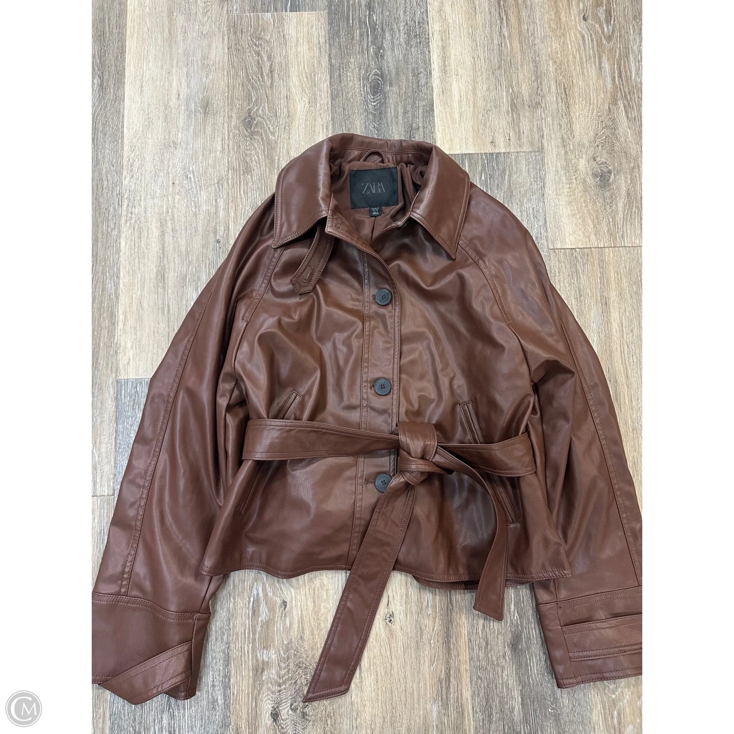 Jacket Moto By Zara In Brown, Size: S